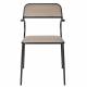 Lot de 2 Chaises Alba Zuiver Duo de Fauteuils de Table Métal Noir et Tissu Beige Assise de Repas 53,5x56,8x82,5cm