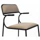 Lot de 2 Chaises Alba Zuiver Duo de Fauteuils de Table Métal Noir et Tissu Beige Assise de Repas 53,5x56,8x82,5cm