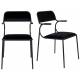 Duo de Chaises Alba Zuiver Lot de Deux Fauteuils de Table Métal et Tissu Assises Full black Design 53,5x56,8x82,5cm