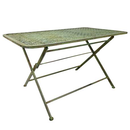 Table Basse Auguste Table Rectangulaire en Fer Guéridon Extérieur Patiné Vert 55,5x60x100cm