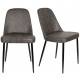 Lot de 2 Chaises de Table Alana Woody Duo d’Assises de Repas Métal et Simili Anthracite Fauteuils Design 47x54x85cm