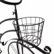 Grand Vélo Porte-Plantes Métal Noir Patiné Marron Bicyclette Décorative Support à Fleurs 46x93x140cm