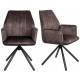 Lot de 2 Fauteuils de Table Jamie Woody Duo d’Assises de Repas Velours Marron Chaises 56x61x90cm