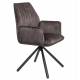 Lot de 2 Fauteuils de Table Jamie Woody Duo d’Assises de Repas Velours Marron Chaises 56x61x90cm