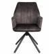 Lot de 2 Fauteuils de Table Jamie Woody Duo d’Assises de Repas Velours Marron Chaises 56x61x90cm