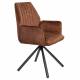 Lot de 2 Fauteuils de Table Jamie Woody Duo d’Assises de Repas Velours Brique Chaises 56x61x90cm