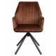 Lot de 2 Fauteuils de Table Jamie Woody Duo d’Assises de Repas Velours Brique Chaises 56x61x90cm