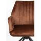 Lot de 2 Fauteuils de Table Jamie Woody Duo d’Assises de Repas Velours Brique Chaises 56x61x90cm