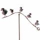 Tuteur Tige pour Plantes Motifs Oiseaux Mobile de Jardin Rotatif à Planter en Métal Patiné Coloré et Verre 9x71x163,5cm