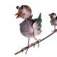 Tuteur Tige pour Plantes Motifs Oiseaux Mobile de Jardin Rotatif à Planter en Métal Patiné Coloré et Verre 9x71x163,5cm