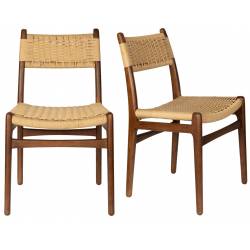 Duo de Chaises Cécile Dutchbone Lot d’Assises en Bois et Cordage Fauteuils de Repas 47,1x50,2x81,3cm
