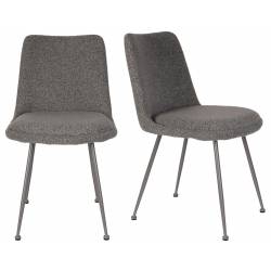 Lot de 2 Chaises Fijs Woody Assises de Tables en Tissu Gris Duo de Fauteuils de Repas 47x61x83,6cm