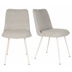 Duo d’Assises Fijs Woody Lot de 2 Chaises de Tables en Tissu Blanc Cassé Fauteuils de Repas 47x61x83,6cm
