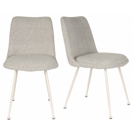Duo d’Assises Fijs Woody Lot de 2 Chaises de Tables en Tissu Blanc Cassé Fauteuils de Repas 47x61x83,6cm