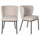Lot de 2 Chaises Guus Woody Fauteuils de Repas Acier et Tissu Beige Duo d’Assises de Table 53x54x77cm