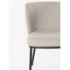 Lot de 2 Chaises Guus Woody Fauteuils de Repas Acier et Tissu Beige Duo d’Assises de Table 53x54x77cm