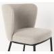 Lot de 2 Chaises Guus Woody Fauteuils de Repas Acier et Tissu Beige Duo d’Assises de Table 53x54x77cm