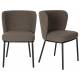 Duo de Chaises Guus Woody Fauteuils de Repas Acier et Tissu Marron Lot de 2 Assises de Table 53x54x77cm