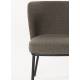Duo de Chaises Guus Woody Fauteuils de Repas Acier et Tissu Marron Lot de 2 Assises de Table 53x54x77cm