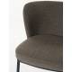 Duo de Chaises Guus Woody Fauteuils de Repas Acier et Tissu Marron Lot de 2 Assises de Table 53x54x77cm