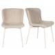 Duo de Chaises Marion Woody Fauteuils de Table Tissu Blanc Cassé et Acier Assises de Repas 50x60,5x79cm