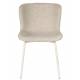 Duo de Chaises Marion Woody Fauteuils de Table Tissu Blanc Cassé et Acier Assises de Repas 50x60,5x79cm