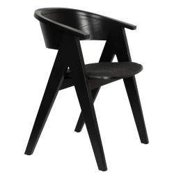Fauteuil Ndsm Zuiver Assise Design Bois et Tissu Chaise Tendance Full Black 54x59x79cm