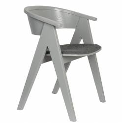 Fauteuil Ndsm Zuiver Assise Design Bois et Tissu à Bouclette Gris Chaise Tendance 54x59x79cm