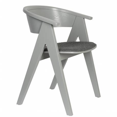 Fauteuil Ndsm Zuiver Assise Design Bois et Tissu à Bouclette Gris Chaise Tendance 54x59x79cm