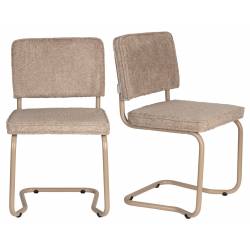 Lot de 2 Chaises Ridge Kink Soft Zuiver Sièges Assises de Table Total Look Beige 48x50x85cm