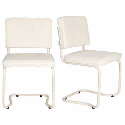 Lot de 2 Chaises Ridge Kink Soft Zuiver Sièges Assises de Table Total Look Blanc Cassé 48x50x85cm