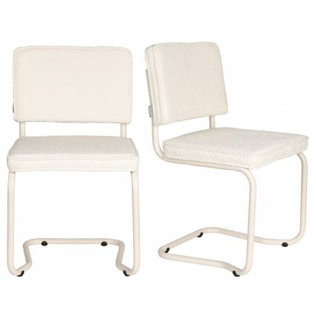 Lot de 2 Chaises Ridge Kink Soft Zuiver Sièges Assises de Table Total Look Blanc Cassé 48x50x85cm