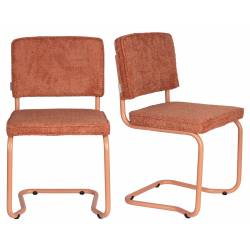 Lot de 2 Chaises Ridge Kink Soft Zuiver Sièges Assises de Table Total Look Terracotta 48x50x85cm