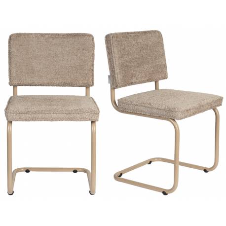 Lot de 2 Chaises Ridge Soft Zuiver Sièges Assises de Table Total Look Beige 48x50x85cm