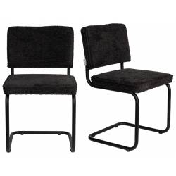 Lot de 2 Chaises Ridge Soft Black Zuiver Sièges Assises de Table Total Look Noir 48x50x85cm