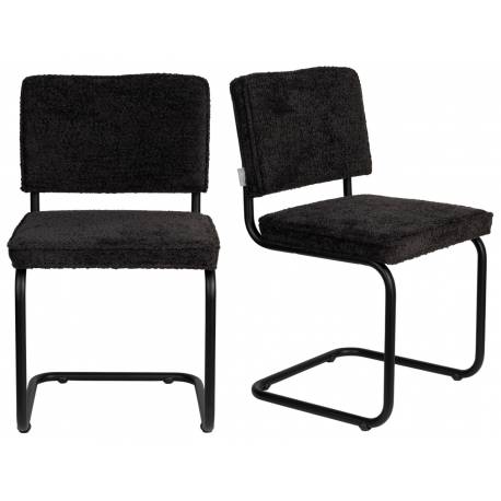 Lot de 2 Chaises Ridge Soft Black Zuiver Sièges Assises de Table Total Look Noir 48x50x85cm