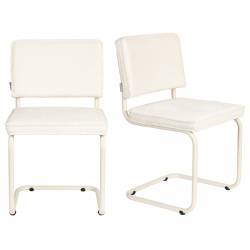 Lot de 2 Chaises Ridge Soft Zuiver Sièges Assises de Table Total Look Blanc Cassé 48x50x85cm