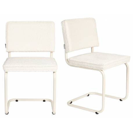 Lot de 2 Chaises Ridge Soft Zuiver Sièges Assises de Table Total Look Blanc Cassé 48x50x85cm