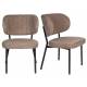 Lot de 2 Chaises Sanne Woody Duo de Fauteuils Acier Noir et Tissu Marron Assises 56x64x64cm