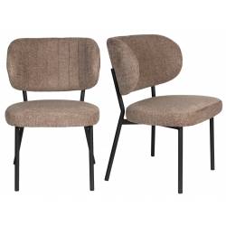 Lot de 2 Chaises Sanne Woody Duo de Fauteuils Acier Noir et Tissu Marron Assises 56x64x64cm