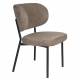 Lot de 2 Chaises Sanne Woody Duo de Fauteuils Acier Noir et Tissu Marron Assises 56x64x64cm