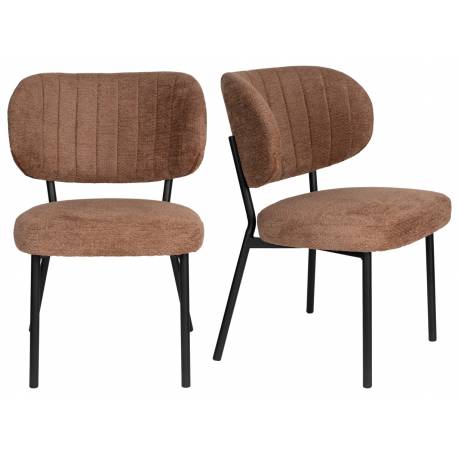 Lot de 2 Chaises Sanne Woody Duo de Fauteuils Acier Noir et Tissu Orange Assises 56x64x64cm