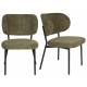 Duo d’Assises de Repas Sanne Woody Lot de 2 Fauteuils Acier Noir et Tissu Vert Chaise 56x64x64cm