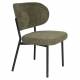Duo d’Assises de Repas Sanne Woody Lot de 2 Fauteuils Acier Noir et Tissu Vert Chaise 56x64x64cm