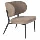 Fauteuil Sanne Woody Siège de Salon Acier Noir et Tissu Marron Assise Basse 62x72x76cm