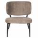 Fauteuil Sanne Woody Siège de Salon Acier Noir et Tissu Marron Assise Basse 62x72x76cm