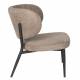 Fauteuil Sanne Woody Siège de Salon Acier Noir et Tissu Marron Assise Basse 62x72x76cm