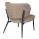 Fauteuil Sanne Woody Siège de Salon Acier Noir et Tissu Marron Assise Basse 62x72x76cm