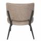 Fauteuil Sanne Woody Siège de Salon Acier Noir et Tissu Marron Assise Basse 62x72x76cm