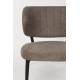 Fauteuil Sanne Woody Siège de Salon Acier Noir et Tissu Marron Assise Basse 62x72x76cm